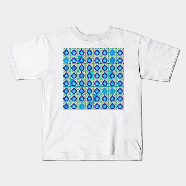 Blue Teardrops Pattern Kids T-Shirt by Overthetopsm